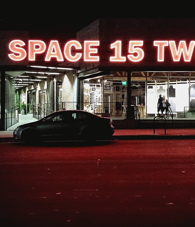 Neon venue sign before the night starts